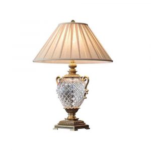 Antiqued Brass Crystal Lamp