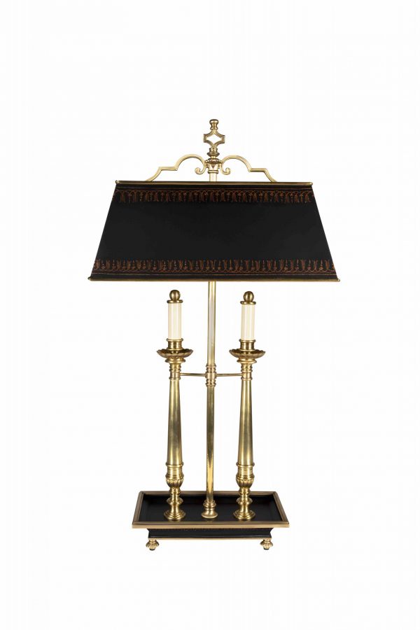 Two Light Antiqued Brass Desk Lamp