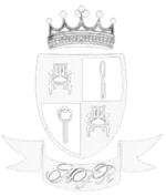 Simplified mobile version of the Griffiths & Griffiths logo icon, showing the ornate crown above a quarterly shield with distinct furniture-related items (chairs, key, candlestick), and a decorative banner below.